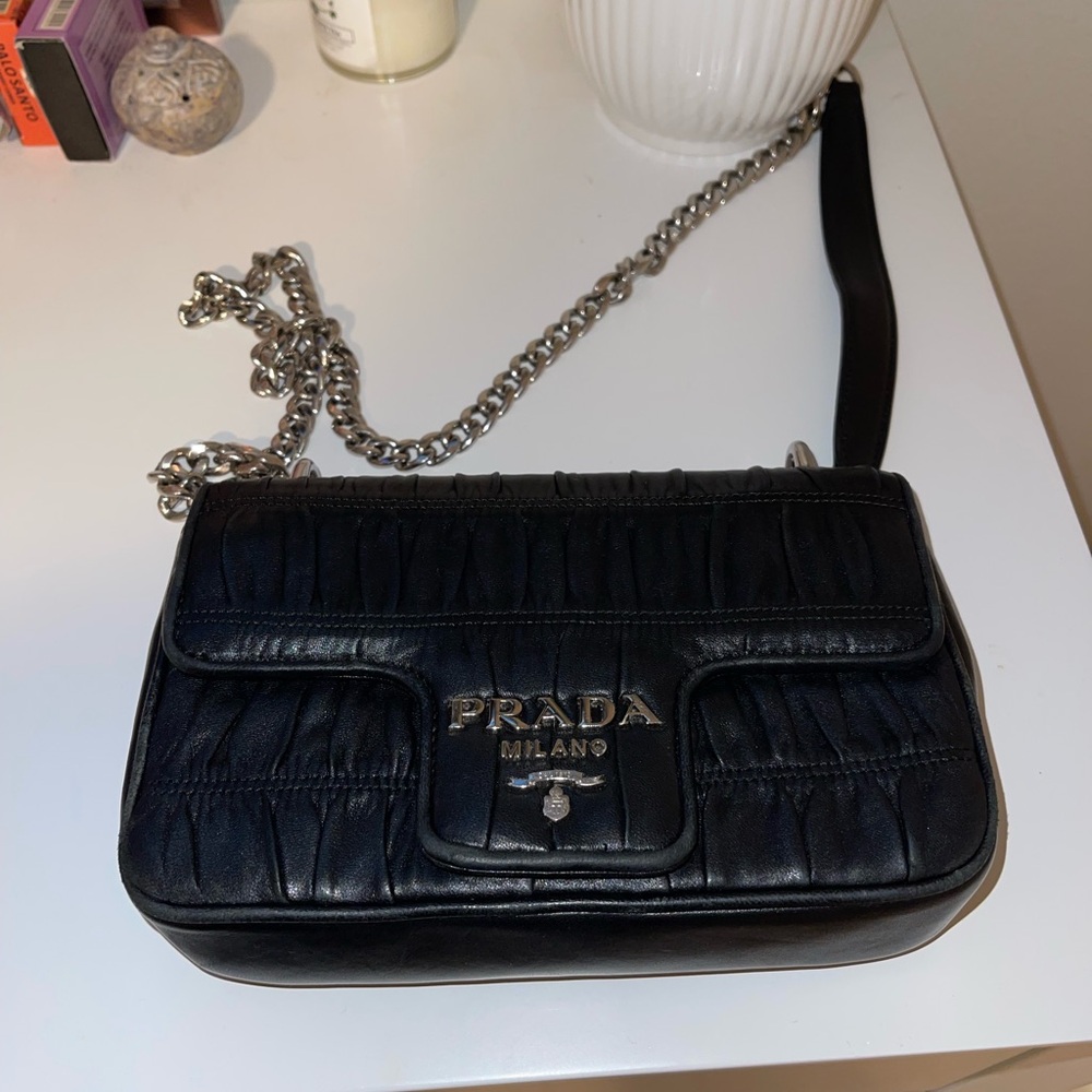 Prada Chain Flap Shoulder Bag Nappa Gaufre